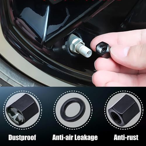 TACTILIAN Car Tire Valve Stem Caps for Tesla Model 3, S, Y, X Accessories | Leakproof Aluminum Tire Valve Caps 4 Pack with Rubber O-Rings Compatible with Tesla Model Y Accessories 2025 - Image 3