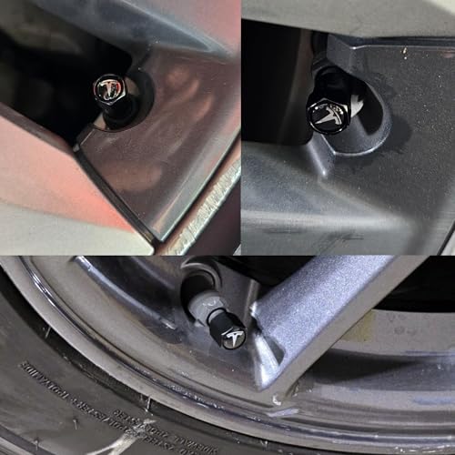 TACTILIAN Car Tire Valve Stem Caps for Tesla Model 3, S, Y, X Accessories | Leakproof Aluminum Tire Valve Caps 4 Pack with Rubber O-Rings Compatible with Tesla Model Y Accessories 2025 - Image 2