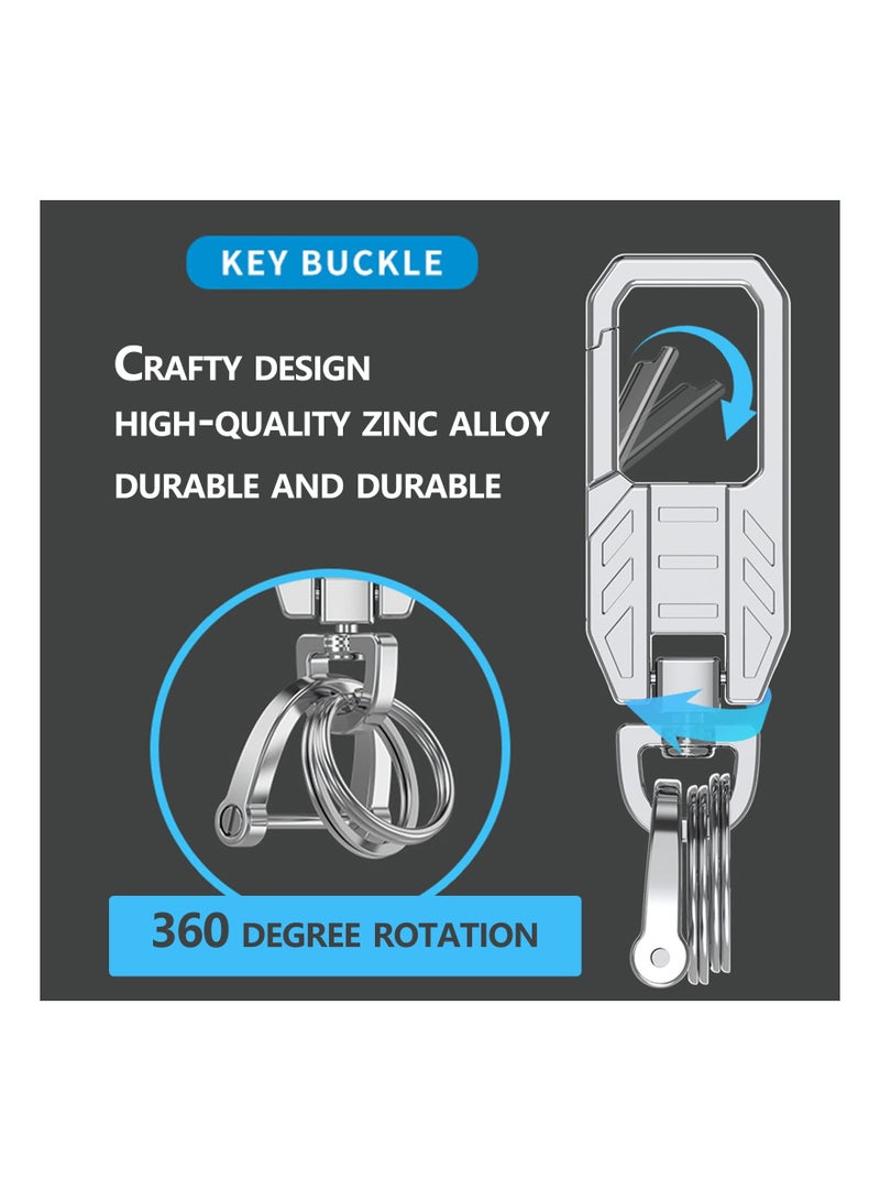 Stylish Metal Keychain with Detachable Valet Ring and Anti-Lost D-Ring for Men and Women - Ideal for Key Organization - Image 2