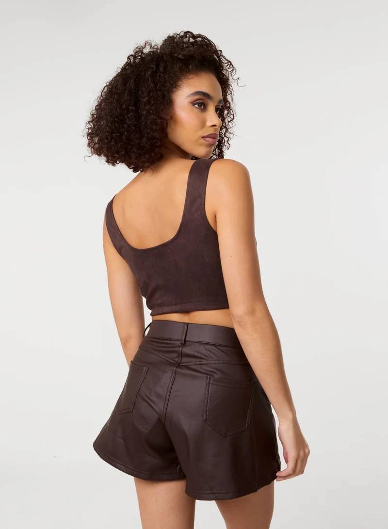 Pink Vanilla Bra Cup Suede Top