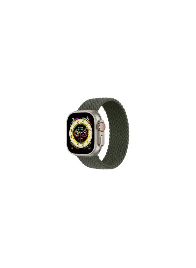 CATANES Apple Watch 49mm/45mm/44mm/42mm Band Elastic Nylon Strap Braided Solo Loop Band Compatible with Apple Watch Series Ultra 2/Ultra/9/8/7/6/5/4/3/2/1 Medium Size Green - Image 1