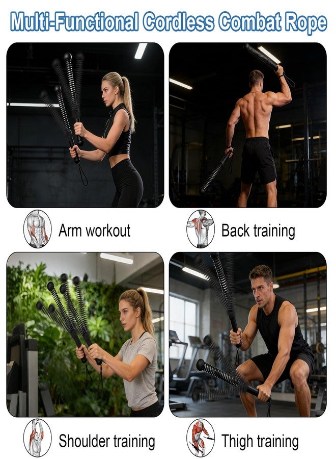 Nukssi 2pcs Weighted Ropeless Battle Ropes for Home Gym, Heavy Duty Weighted Cordless Battle Ropes for Men Women, Portable Exercise Workout Equipment for Strength Building, HIIT, SOGA para Ejercicios - Image 5
