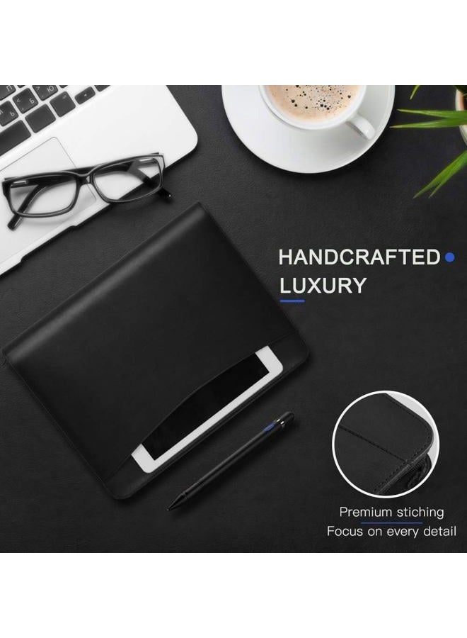 OOWOLF Padfolio Portfolio Folder, PU Leather Professional with Round Ring Binder 8.5 x 11 Inch Writing Pad Tablet Sleeve Interview Resume Document Organizer Business Card Holder Zippered Closure - Image 2