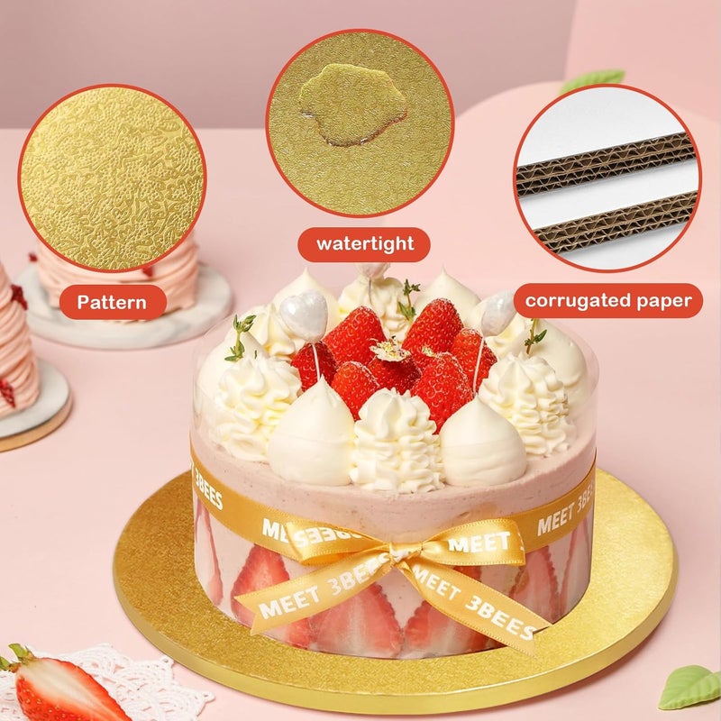 Aumodizzy 4 PCS Cake Drums, 1/2 Inch Thick 12 Inch Round Cake Boards, Four Colors: White, Gold, Silver and Black, Professional Quality Cake Cardboards, Card Base - Image 4