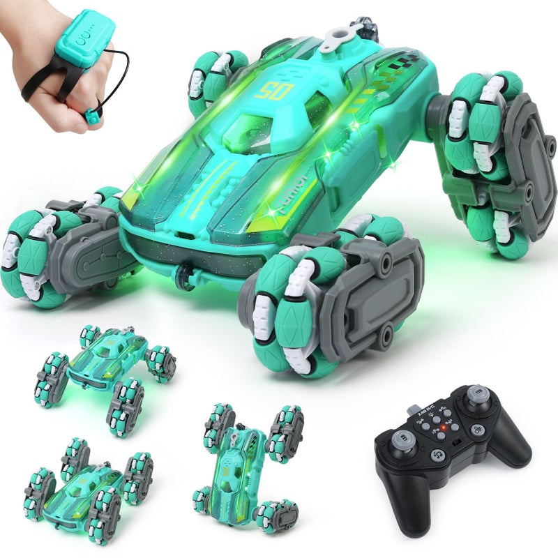 FUNiOi Cool 8WD RC Stunt Car for Kids Ages 6 7 812 13 14 Year Old Remote Gesture HandControlled Toy with Lights Music Rotating Drift Car for Boys 24Ghz - Image 2
