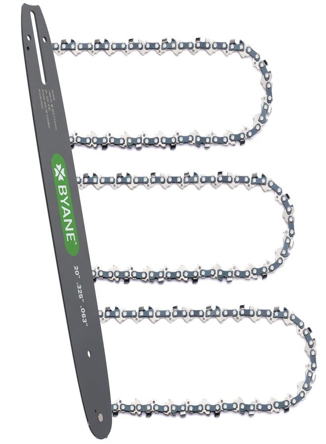 BYANE 20 Inch Bar and Chain Combo, .325" Pitch, 063" Gauge, 81 Drive Links Fits Stihl MS290 MS271 MS291 MS261 MS270 MS280 024 026 028 029 030 036 039 Replacement L81 22LPX081G, 26RM3 81 - Image 1