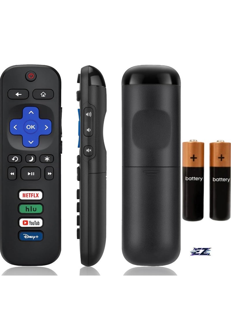 جهاز تحكم عن بعد عالمي من PopZa متوافق مع تلفزيونات Roku جميع السلاسل - جهاز تحكم بديل لـ Hisense و Onn و TCL و Sharp و Philips و Element و Insignia و Hitachi و JVC Roku Smart TVs - عبوة من 2، غير متوافق مع Roku Stick أو Box أو Player - إعداد سهل ووظائف كاملة - Image 1