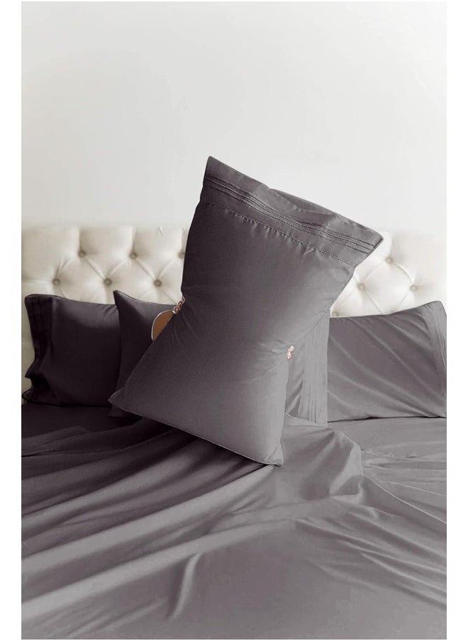 King Size Sheet Set - 6 Piece Set - Hotel Luxury Bed Sheets - Extra Soft - Deep Pockets - Easy Fit - Breathable & Cooling Sheets - Wrinkle Free - Comfy - Gray - Grey Bed Sheets - Kings Sheets - 6 PC