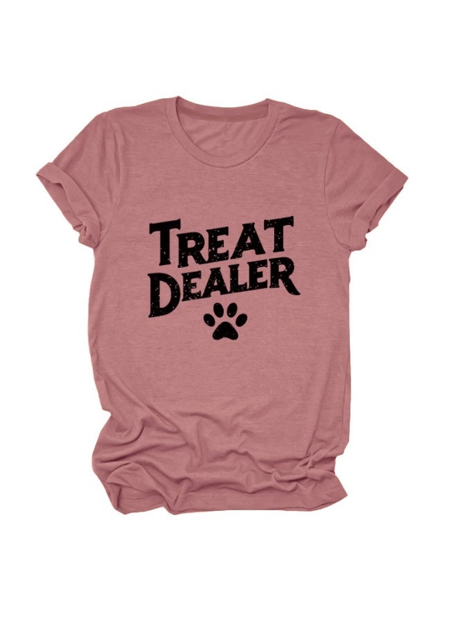 Treat Dealer T Shirt for Women Cute Dog Paw Print Graphic Tees Funny Dog Mom Shirt Puppy Lover Gifts Casual Tops - Image 1