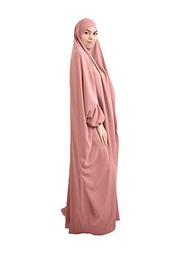 XINNI Women Muslim One-piece Loose Full Cover Long Dress One-size Overall Hijab Thobe Hooded Dress - Image 2