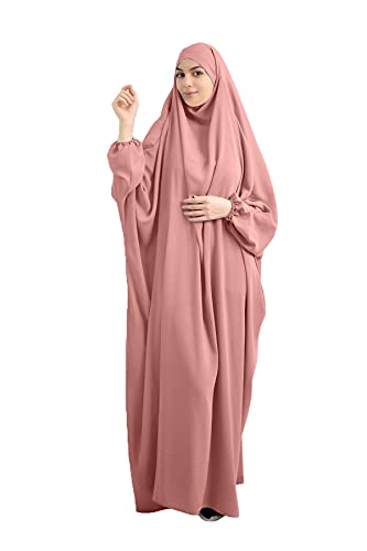 XINNI Women Muslim One-piece Loose Full Cover Long Dress One-size Overall Hijab Thobe Hooded Dress - Image 3