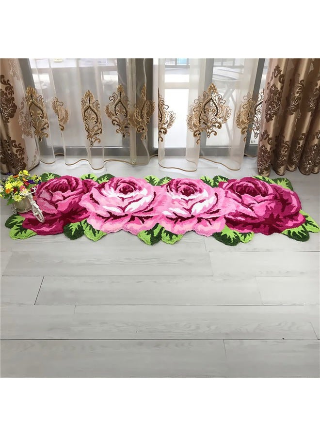 UKELER Laundry Room Rug 65x23.6 inch Pink Rose Flower Kitchen Runner Non-Slip, Shaggy Soft Flower Rugs for Girls Bedroom - Image 4