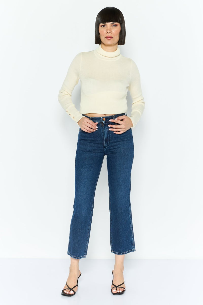 Wrangler Women Regular Fit Straight Leg Jeans, Blue - Image 4