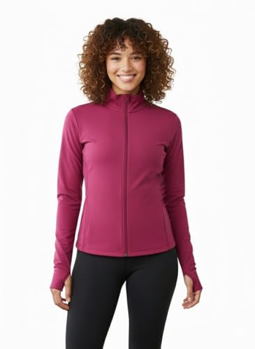 pump'd PUMPD Women's Jacket| Slim Fit|Thumb Hole Open Sleeve|With zipper|Perfect for workout|FUSCHIA|S - Image 2