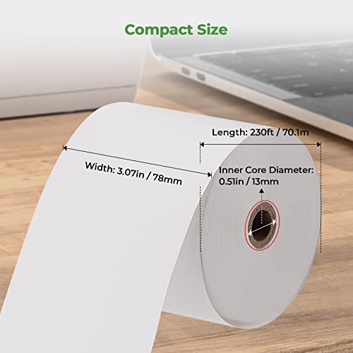 MUNBYN Thermal Paper 3 18 x 230ft 10 Rolls Receipt Paper Work for Star Micronics TSP100 TSP143 Epson 80mm Receipt Printer Square POS Register 80mm Thermal Receipt Papers BPA Free Plus Version - Image 3