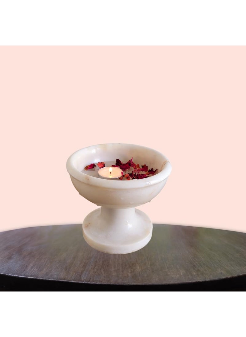 R&M - R&M RM Marble 6inch Candle Holder Pedestal Bowl Pot Tray Bird Bath Garden Home Decoration | Multi Purpose Bowl Candle Holder - Image 1