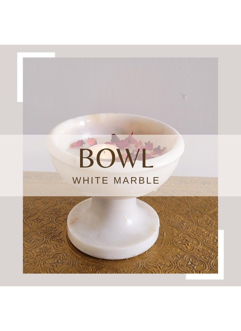 R&M - R&M RM Marble 6inch Candle Holder Pedestal Bowl Pot Tray Bird Bath Garden Home Decoration | Multi Purpose Bowl Candle Holder - Image 1