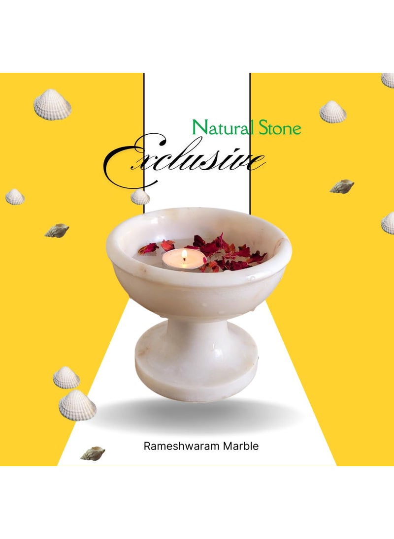 R&M - R&M RM Marble 6inch Candle Holder Pedestal Bowl Pot Tray Bird Bath Garden Home Decoration | Multi Purpose Bowl Candle Holder - Image 1
