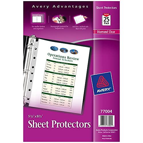 Avery Diamond Clear Heavyweight Sheet Protectors for Mini Binders, Holds 8.5" x 5.5" Sheets, 25ct (77004) - Image 1