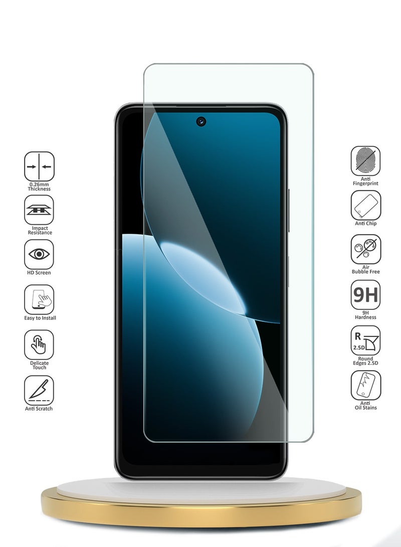 دبليو تيك واقي شاشة زجاجي مقسى من هاروي نوفا Y73 4G 2025 سلسلة وTech المتميزة بحواف منحنية 9H 2.5D (MSG9CN) - شفاف - Image 2