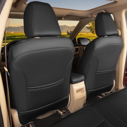 HKZ غطاء مقعد سيارة مخصص يناسب تويوتا كورولا 2023 2024 2025 L LE (نموذج البنزين فقط)، مجموعة كاملة 5 مقاعد - جلد صناعي (أسود) - Image 5