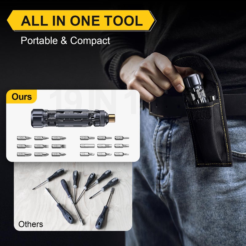 JOREST 19 in 1 Multibit Screwdriver Set, Unique Father Day Gifts for Men, Magnetic Multitool Screwdriver with Torx Hex Phillips Slotted, Repair Tool Kit for Computer Home Furnitures - Image 4