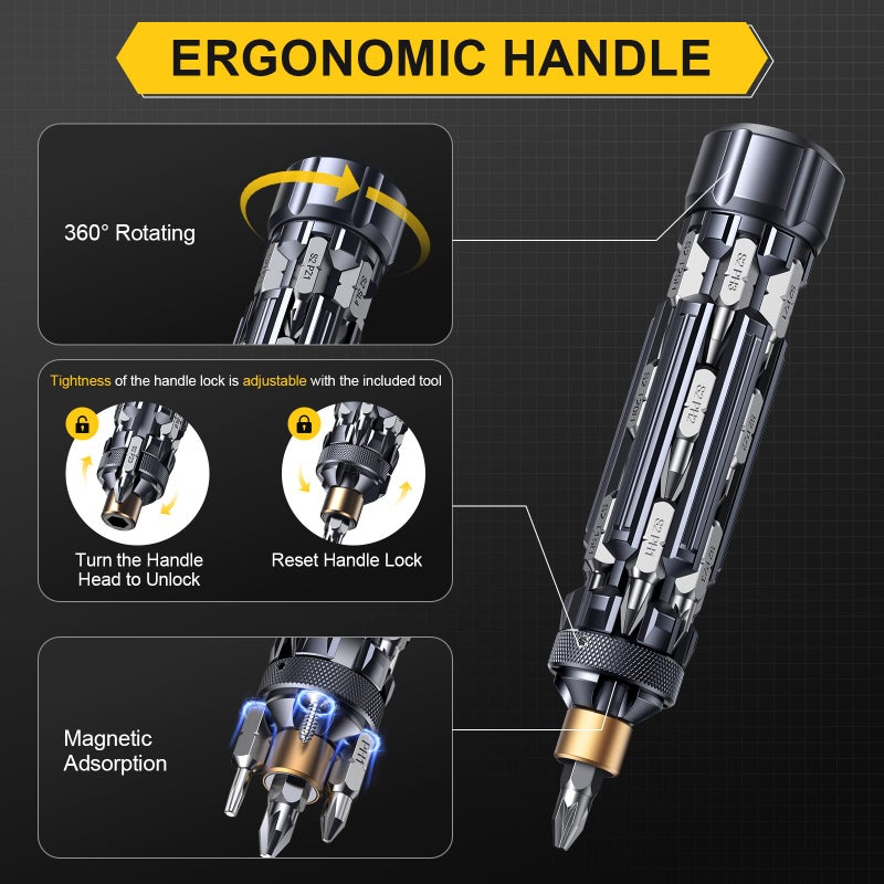 JOREST 19 in 1 Multibit Screwdriver Set, Unique Father Day Gifts for Men, Magnetic Multitool Screwdriver with Torx Hex Phillips Slotted, Repair Tool Kit for Computer Home Furnitures - Image 3