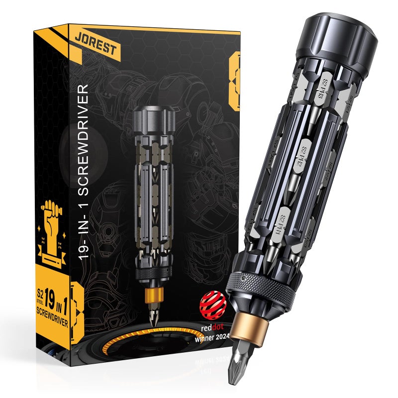 JOREST 19 in 1 Multibit Screwdriver Set, Unique Father Day Gifts for Men, Magnetic Multitool Screwdriver with Torx Hex Phillips Slotted, Repair Tool Kit for Computer Home Furnitures - Image 1