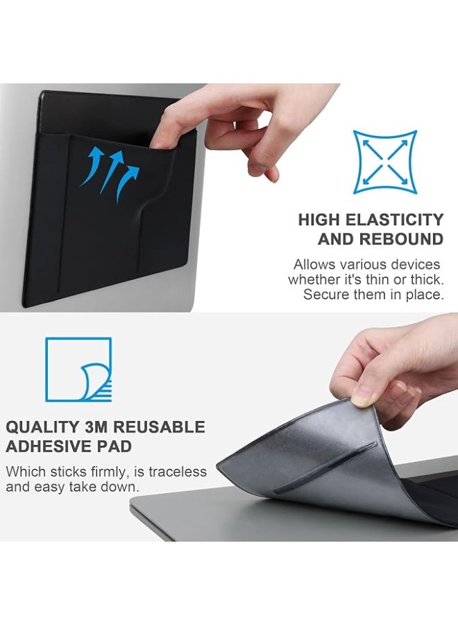 Lacdo 3-Pocket Mouse Holder for Laptop Stick on, External Hard Drive SSD Holder for Laptop, Stick on Pouch Organizer Adhesive Pocket Storage Sleeve for Mouse/HDD/SSD/Cables, Computer Accessories - Image 3