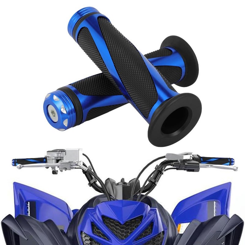 Wacece 7/8" 22mm ATV Handlebar Grips Non-Slip Universal for Foreman Recon Raptor Grizzly Warrior Rancher Fourtrax Blaster Prairie ATV 4 Wheeler Quards Blue - Image 1
