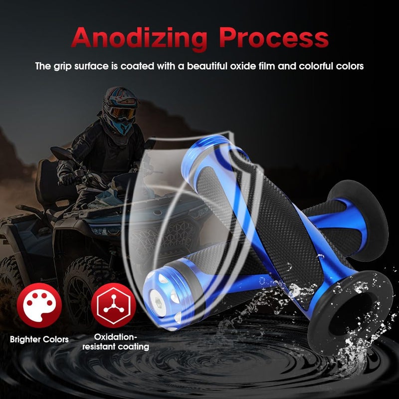 Wacece 7/8" 22mm ATV Handlebar Grips Non-Slip Universal for Foreman Recon Raptor Grizzly Warrior Rancher Fourtrax Blaster Prairie ATV 4 Wheeler Quards Blue - Image 4