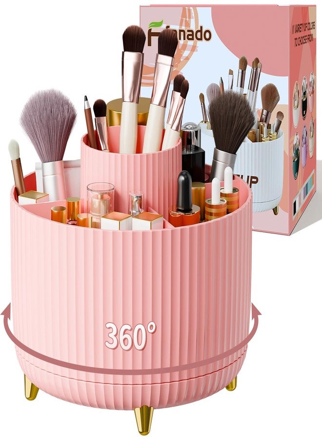 fanado 360° Rotate Makeup Brush Holder Organizer, Makeup Organizers Countertop, Makeup organization and Skincare Storage for Vanity, Desktop, Bathroom (Pink) - Image 1