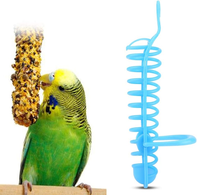 Fydun Parrot Feeding Basket, Hanger Holder for Fruit and Food Feeding, Millet Sprayer for Plastic Support, Bird and Pet Supplies (Blue) (Blue) - Image 1
