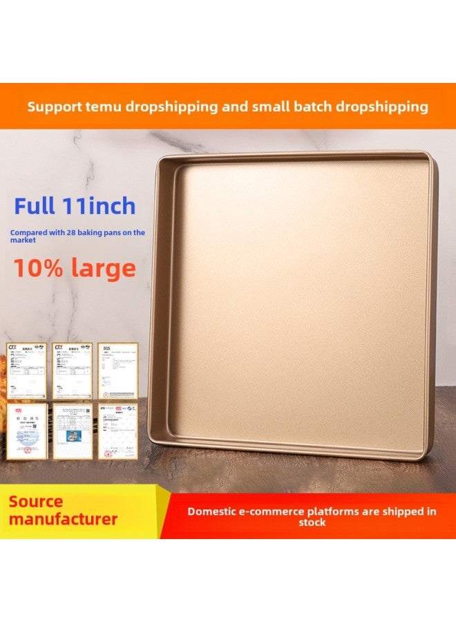 28cm Carbon Steel Household Cake Mold 11 Inch Square Baking Tray Ancient Early Cake Roll Cattle Tools For Oven-Specifications:Customizable Colors-Color:Gold - Image 1