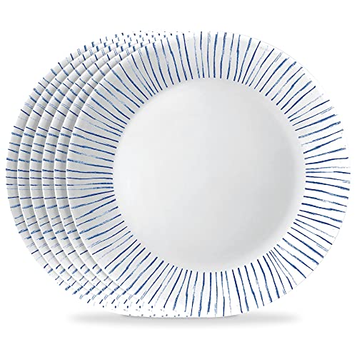 Corelle 6-Piece 10.25" Vitrelle Glass Dinner Plates Lightweight, Chip/Scratch Resistant - Botanical Stripes - Image 1