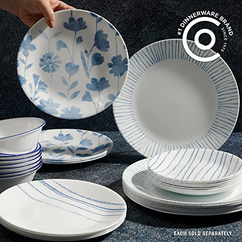 Corelle 6-Piece 10.25" Vitrelle Glass Dinner Plates Lightweight, Chip/Scratch Resistant - Botanical Stripes - Image 2