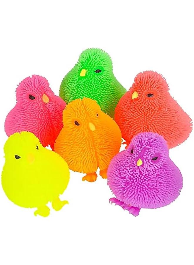 3 Inch Chicken Puffer Toys for Kids (Pack of 12) Chick Surprise Toys for Filling  Eggs,  Party Favors, Egg Hunt Supplies, Stress Relief Toys for Kids, Assorted Neon Colors - Image 1