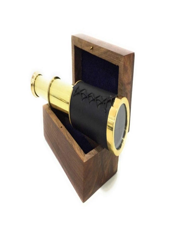NAUTICALMART 6" Handheld Brass Telescope Pirate Navigation with Anchor Rosewood Box Rustic Vintage Beautiful Handcrafted Nautical Home Decor Gift for Nautical Collector’s - Image 2