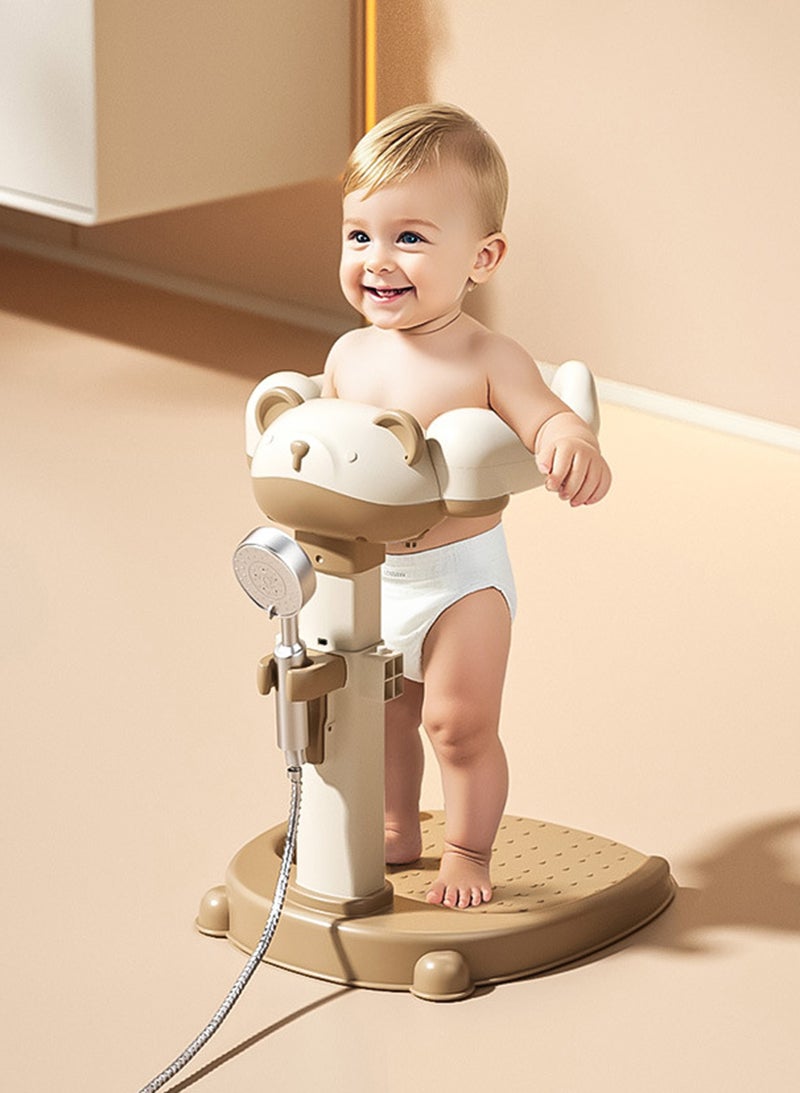 WALALLA Baby Shower Stand, Adjustable Height Infant Bath Standing Support with Anti-Slip Base, Portable Bath Helper, Hug Tower Bath Shower Support for Infants & Toddlers
