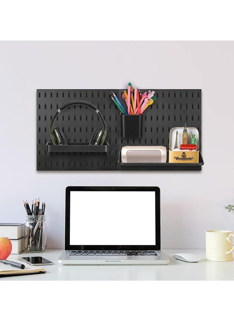 Anmi Pegboard Combination Wall Organizer Kit, 4PCS Pegboard and 15 Accessories Modular Hanging, Plastic PegBoard Organizer for Home Kitchen Office (black)  - Image 3