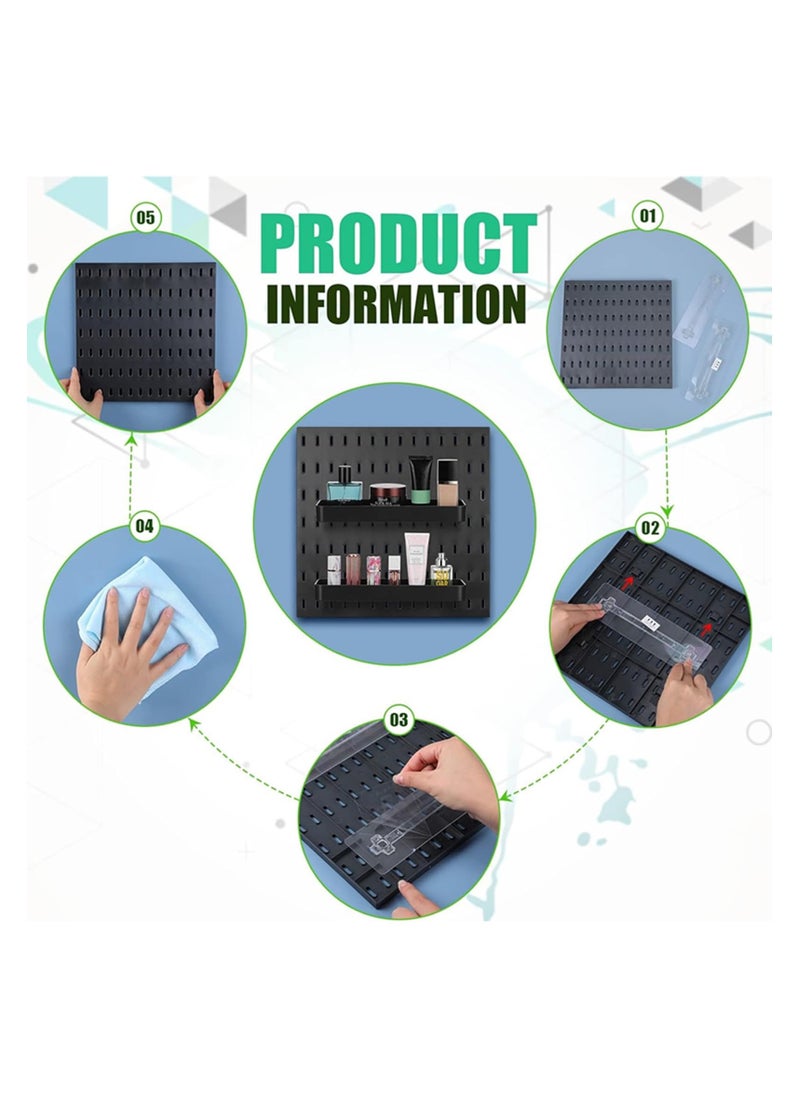 Anmi Pegboard Combination Wall Organizer Kit, 4PCS Pegboard and 15 Accessories Modular Hanging, Plastic PegBoard Organizer for Home Kitchen Office (black)  - Image 4