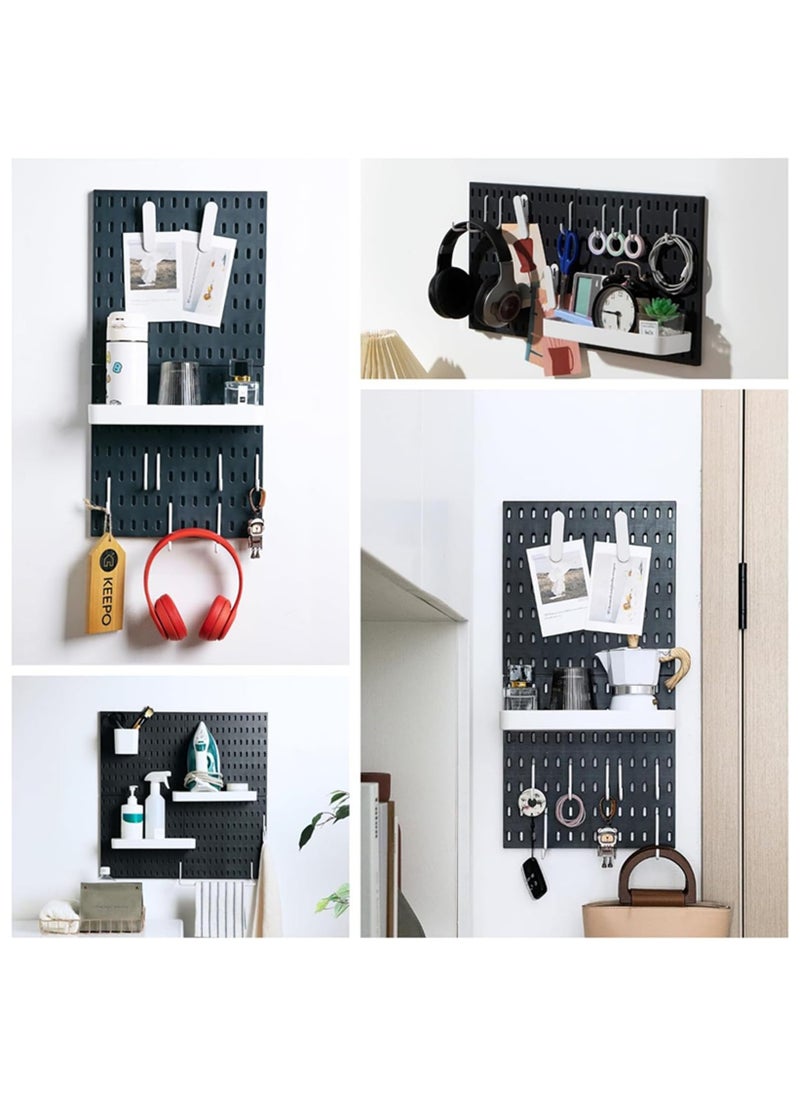 Anmi Pegboard Combination Wall Organizer Kit, 4PCS Pegboard and 15 Accessories Modular Hanging, Plastic PegBoard Organizer for Home Kitchen Office (black)  - Image 5