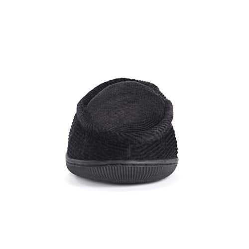 Muk Luks Men's Corduroy Moccasin with Flannel Lining, Black, Large - Image 5