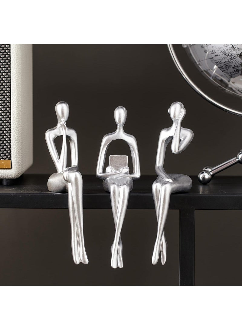 الأزرق جي دبليو مجموعة من 3 قطعة من الفن التجريدي المفكر النحت التجريدي النحت زخرفة زخرفة الراتنج التماثيل الحديثة مكتب زخرفة رفوف صغيرة ديكور المنزل ديكور غرفة المعيشة التماثيل - Image 1