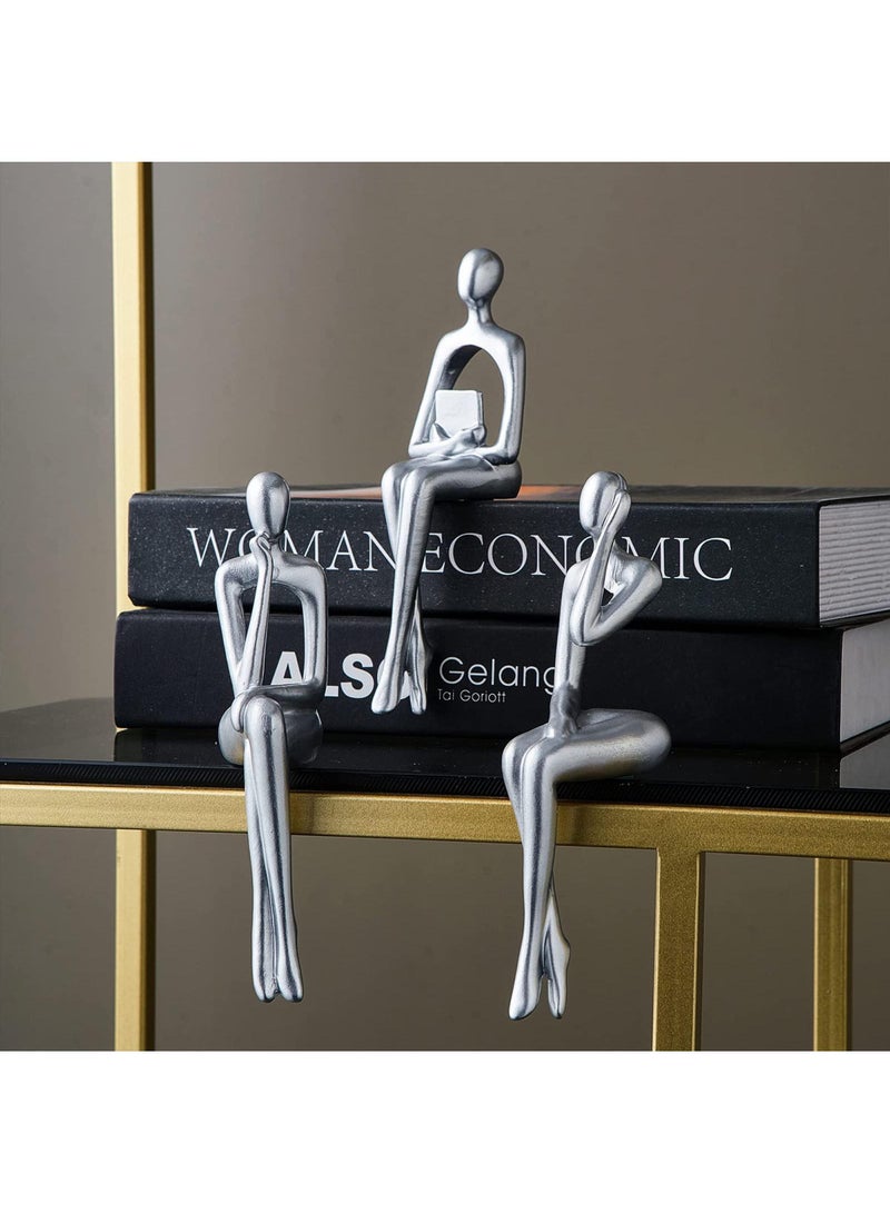 الأزرق جي دبليو مجموعة من 3 قطعة من الفن التجريدي المفكر النحت التجريدي النحت زخرفة زخرفة الراتنج التماثيل الحديثة مكتب زخرفة رفوف صغيرة ديكور المنزل ديكور غرفة المعيشة التماثيل - Image 5