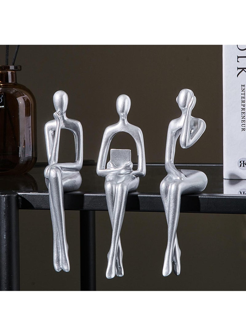 الأزرق جي دبليو مجموعة من 3 قطعة من الفن التجريدي المفكر النحت التجريدي النحت زخرفة زخرفة الراتنج التماثيل الحديثة مكتب زخرفة رفوف صغيرة ديكور المنزل ديكور غرفة المعيشة التماثيل - Image 2