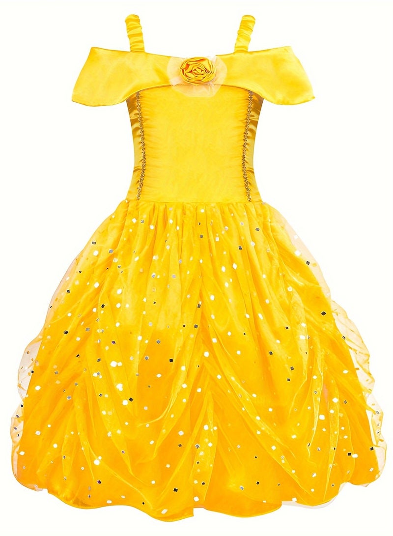 120cm Carnevale Girls Christmas Halloween Dress Movie Fairy Tale Princess Dress Carnival Dress with Accessories - Image 5