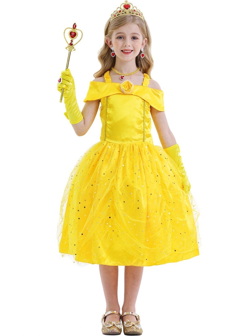 120cm Carnevale Girls Christmas Halloween Dress Movie Fairy Tale Princess Dress Carnival Dress with Accessories - Image 3