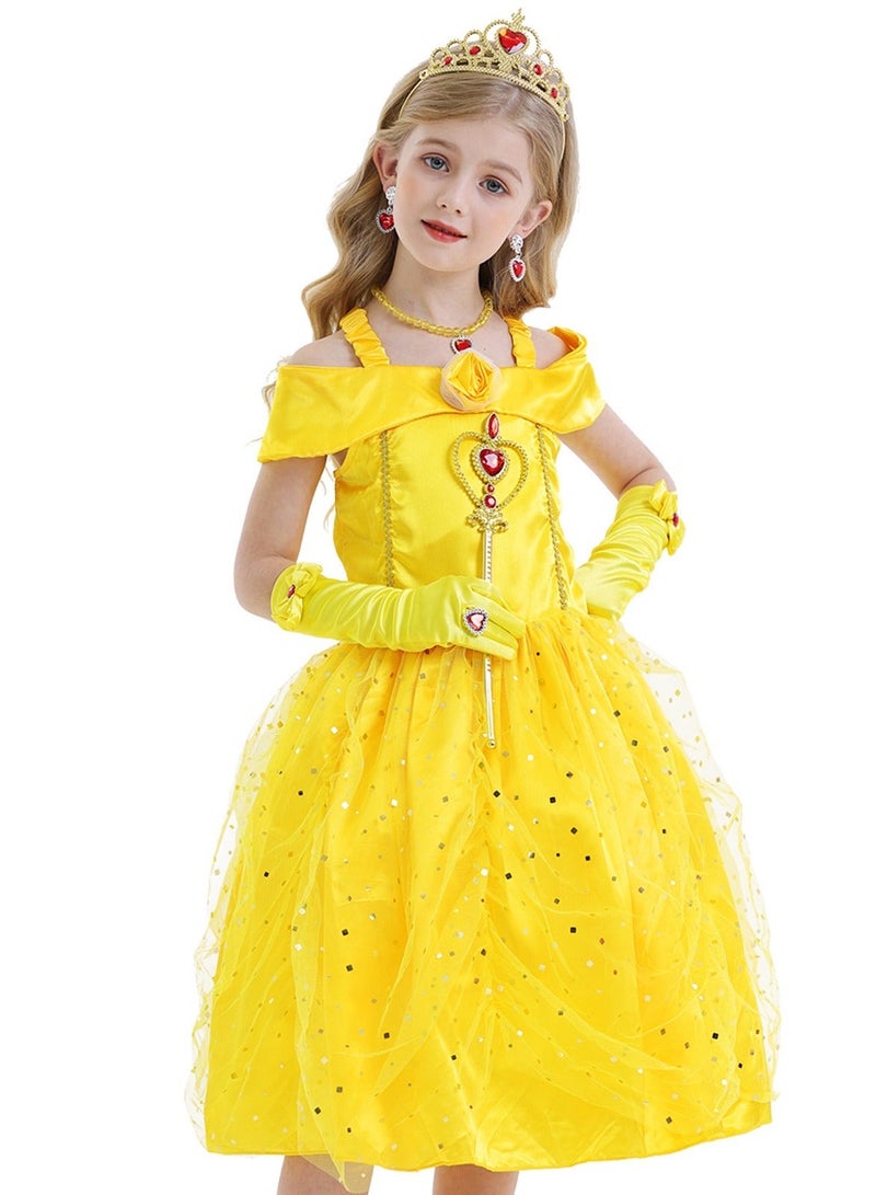 120cm Carnevale Girls Christmas Halloween Dress Movie Fairy Tale Princess Dress Carnival Dress with Accessories - Image 4