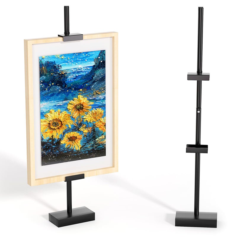 Cathyeen Tabletop Picture Frame Stand, Adjustable for Frames Up to 29" H, Frame Holder Stand Table Easels for Display, Metal Standing Easel Display Stand for Picture Frames, Artwork, Canvas (Black) - Image 1